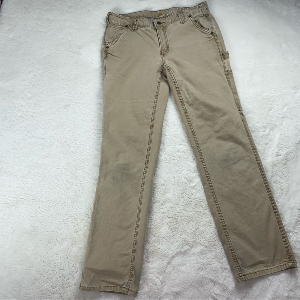 Carhartt Womens 6 Orginal Fit Khaki Denim Cargo Pants